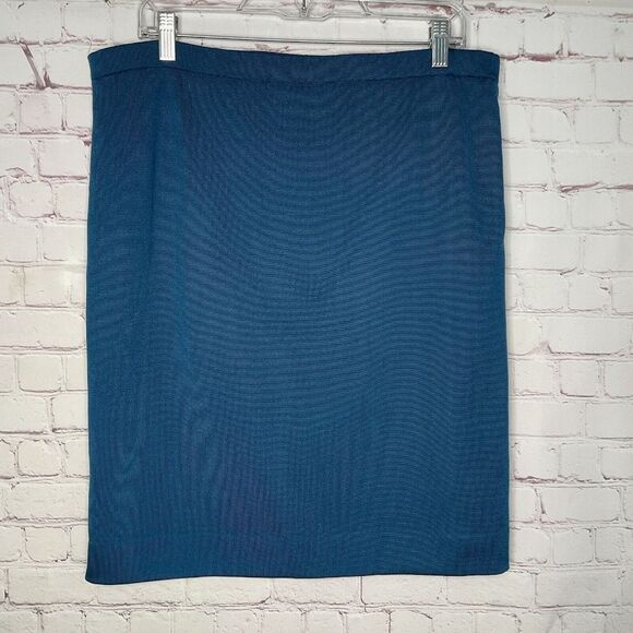 Vintage Montagut Paris Midi Pencil Skirt Women Size 2 Teal/Blue France - Picture 1 of 9